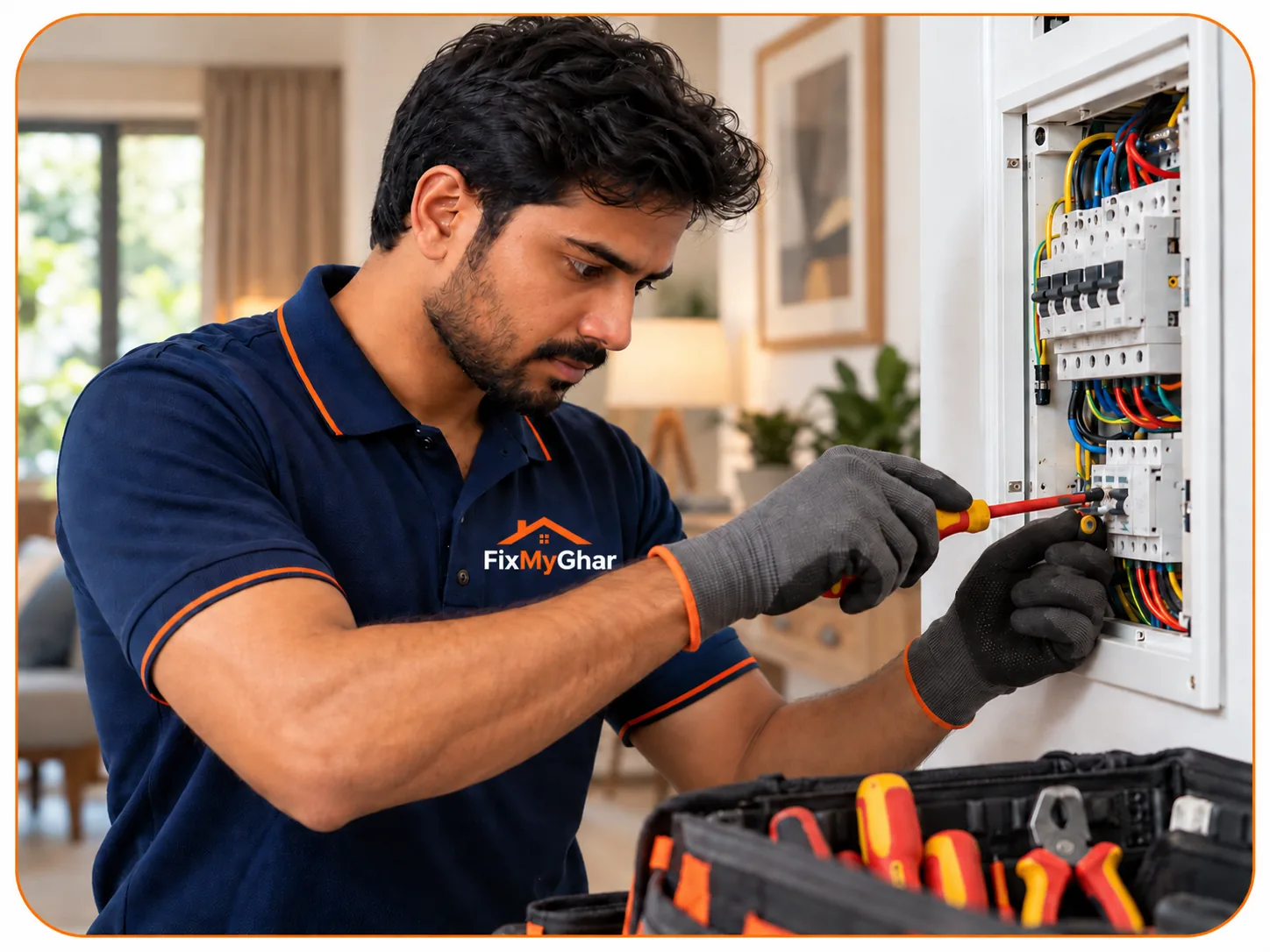 Technician installing a CCTV camera